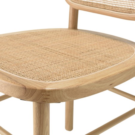 AGATHE Hevea Wood Chair with Natural Rattan Backrest and Seat