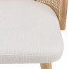Chaise AGATHE bois d'Hévéa tissu blanc rotin