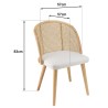 AGATHE Hevea Wood Chair with Rounded Rattan Backrest