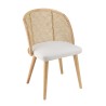 AGATHE Hevea Wood Chair with Rounded Rattan Backrest