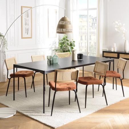 Lot de 2 chaises AGATHE métal noir velours orange