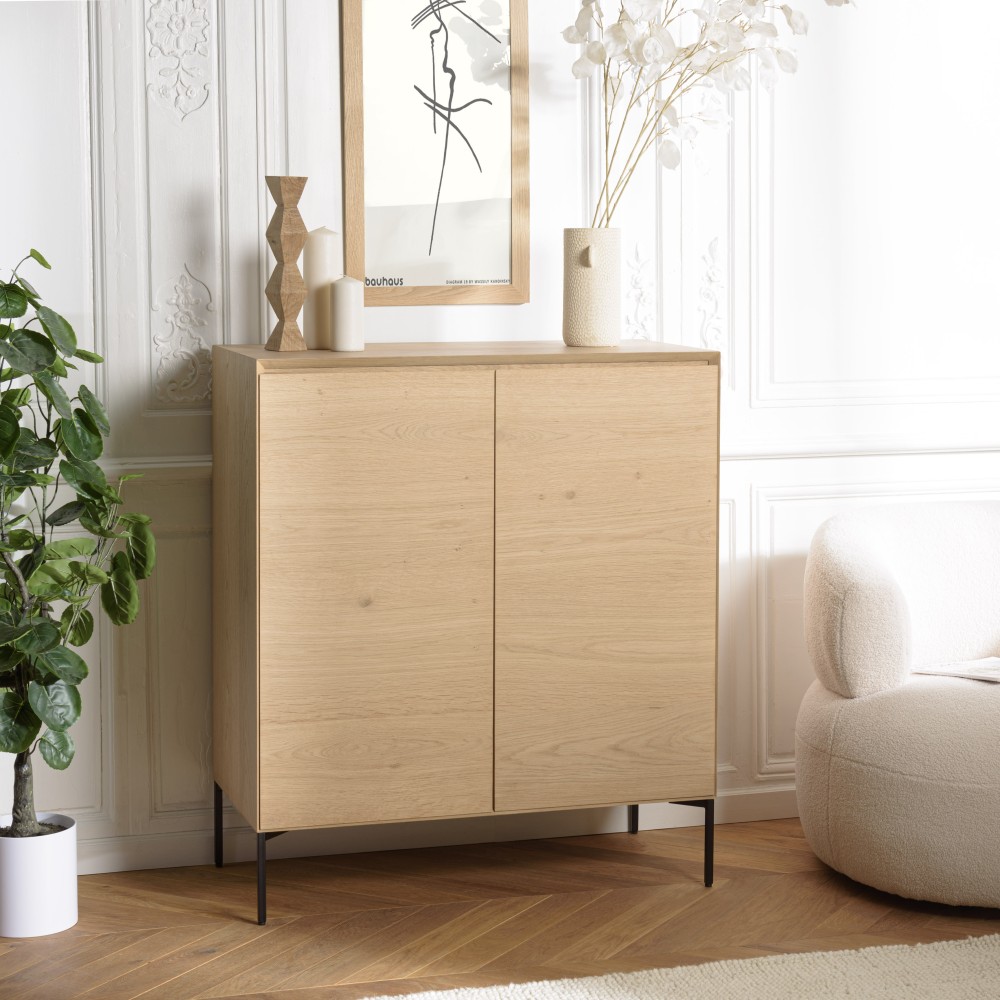 Buffet MAXENDRE couleur naturelle 2 portes 3 étagères Buffet MAXENDRE couleur naturelle 2 portes 3 étagères