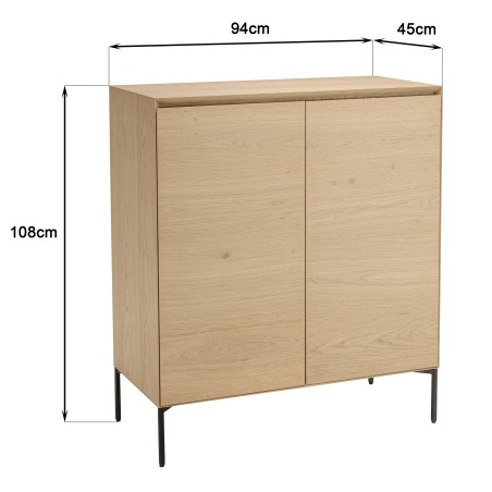 Buffet MAXENDRE couleur naturelle 2 portes 3 étagères