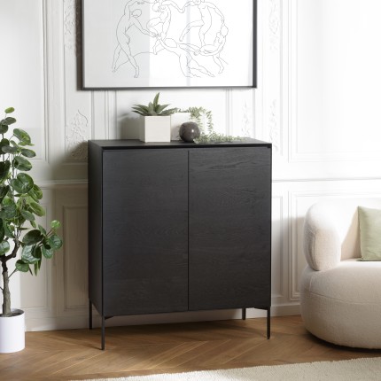 MAXENDRE Black Sideboard with 2 Doors and 3 Shelves
