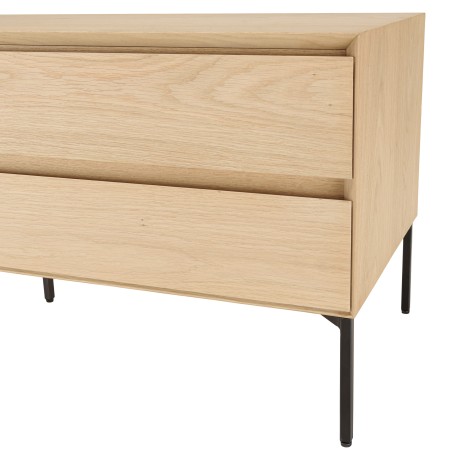 MAXENDRE - Natural TV Stand with 1 Door, 2 Drawers and Black Metal Legs
