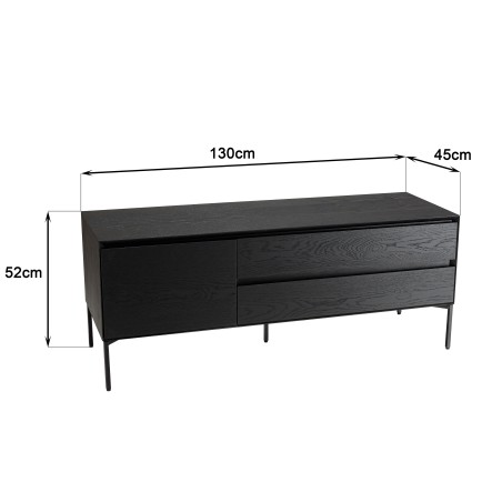 Meuble TV MAXENDRE noir 1 porte 2 tiroirs