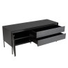 MAXENDRE Black TV Stand with 1 Door, 2 Drawers and Black Metal Legs