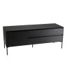 MAXENDRE Black TV Stand with 1 Door, 2 Drawers and Black Metal Legs