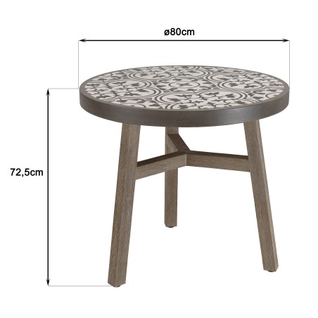 GREGOIRE Round Dining Table in Grey Oak 80x80cm with Concrete Top