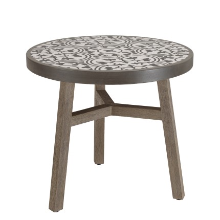 GREGOIRE Round Dining Table in Grey Oak 80x80cm with Concrete Top