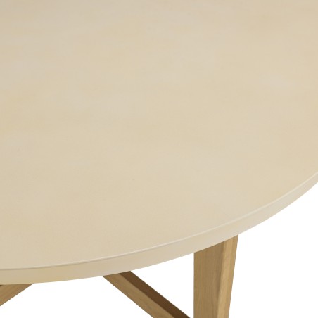 GREGOIRE Round Dining Table in Oak 120x120cm with Beige Concrete Top