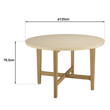 Table à manger ronde en chêne GREGOIRE 120x120cm