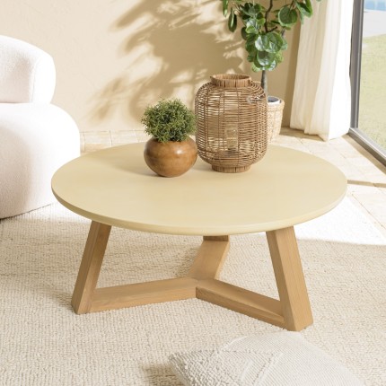GREGOIRE Round Coffee Table 100x100cm - Beige Concrete Top