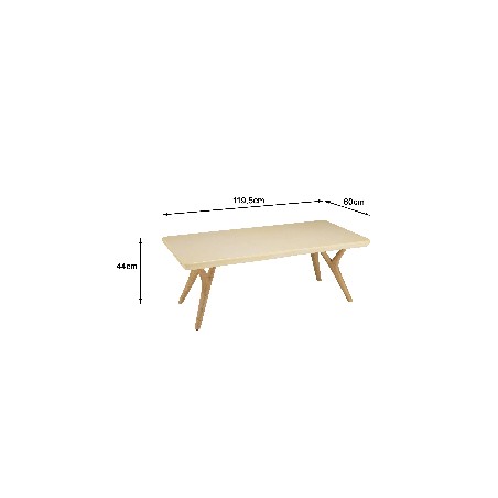 GREGOIRE Rectangular Coffee Table 120x60cm - Beige Concrete & Oak Wood