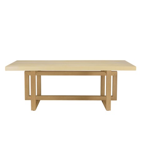 Table basse GREGOIRE rect. 128x64cm pied cubique chêne plateau béton