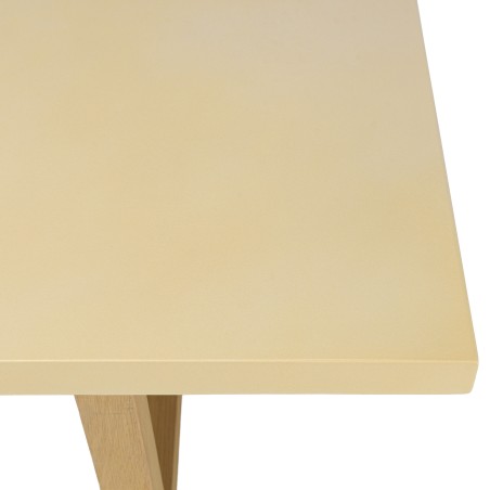 Table basse GREGOIRE rect. 128x64cm pied cubique chêne plateau béton