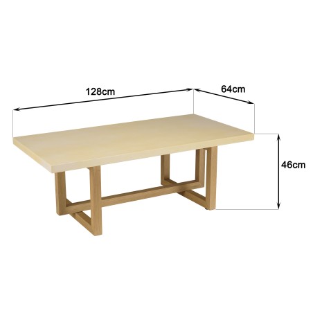 GREGOIRE Rectangular Coffee Table 128x64cm - Concrete Top & Oak Legs