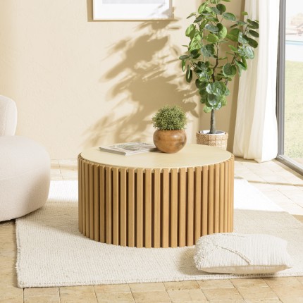 Table basse ronde GREGOIRE 84x84cm bois et béton