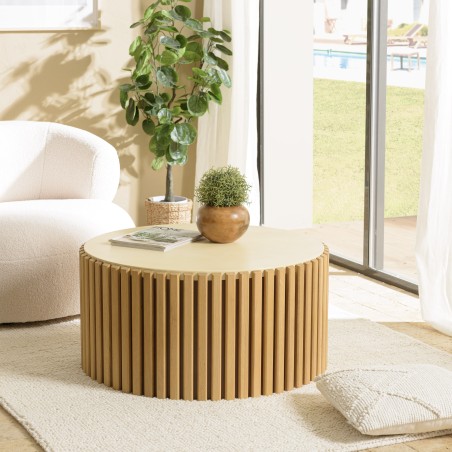 Table basse ronde GREGOIRE 84x84cm bois et béton