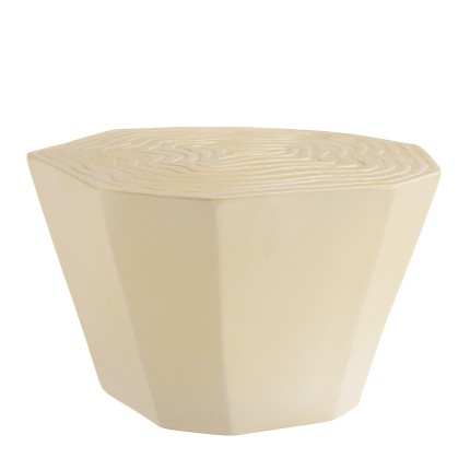 Tabouret GREGOIRE en béton beige - Effet souche d’arbre