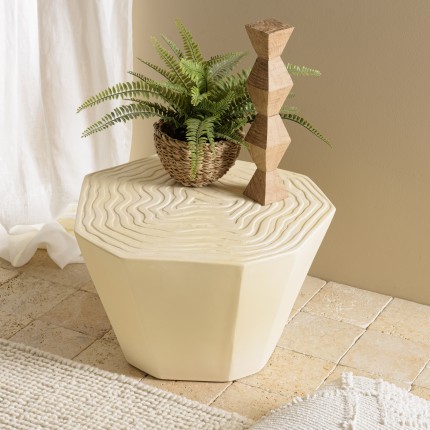 Tabouret GREGOIRE en béton beige - Effet souche d’arbre