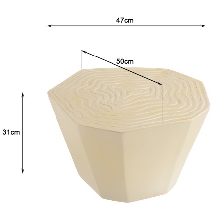 Tabouret GREGOIRE en béton beige - Effet souche d’arbre