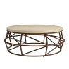 Table basse GREGOIRE 100x100cm en béton beige et acier rouille