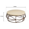 Table basse GREGOIRE 100x100cm en béton beige et acier rouille