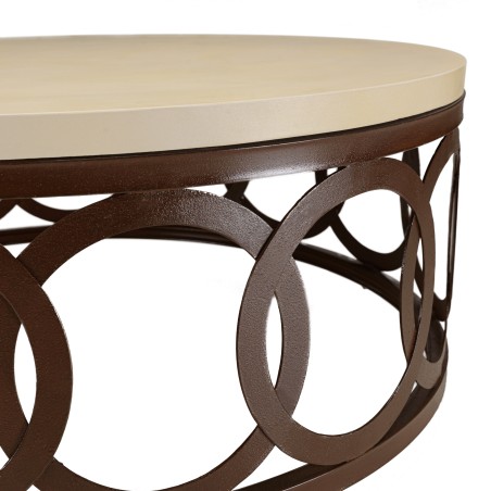 Table basse GREGOIRE 105x105cm acier rouille et béton