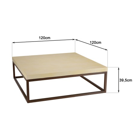 Table basse GREGOIRE 120x120cm plateau béton