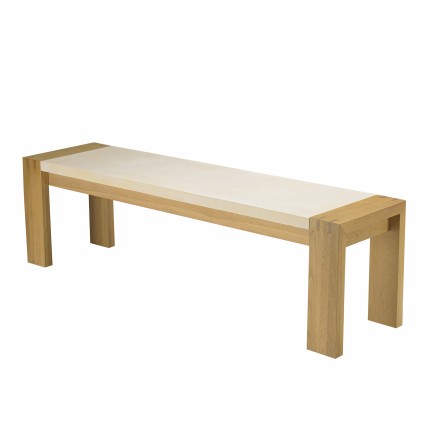 GREGOIRE Natural Oak Bench 162x40cm - Beige Concrete Seat Insert