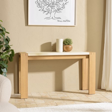 Console GREGOIRE - Chêne naturel et béton beige 135x40cm