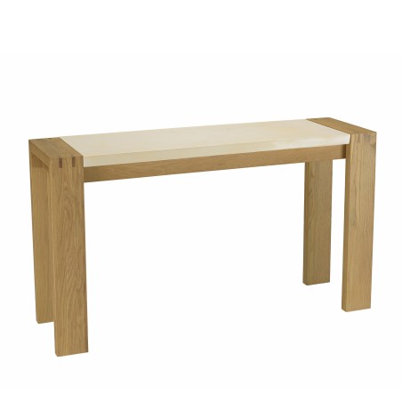 GREGOIRE Natural Oak Console Table 135x40cm - Beige Concrete Top
