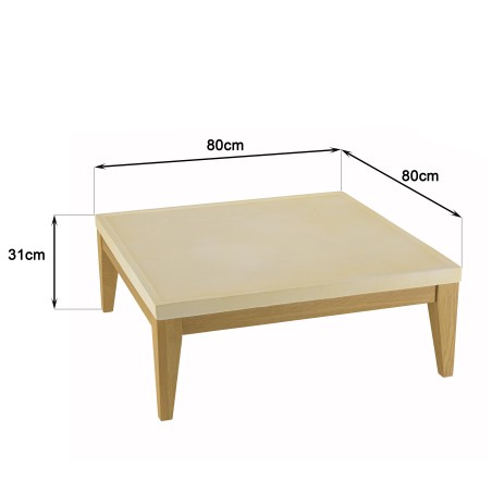 GREGOIRE Square Oak Coffee Table 80x80cm - Beige Concrete Top