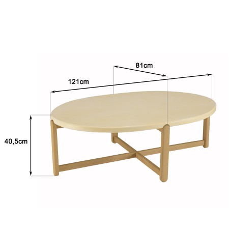 Table basse ovale GREGOIRE 121x81cm chêne béton