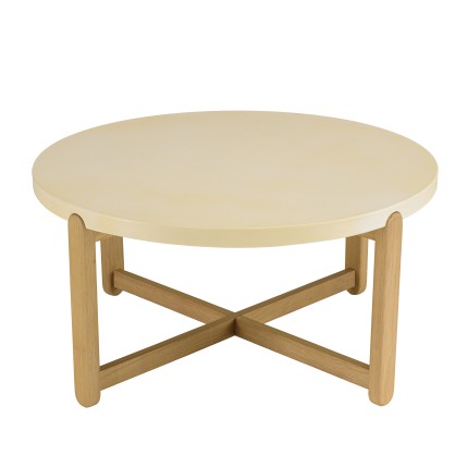 Table basse ronde GREGOIRE 81x81cm chêne et béton