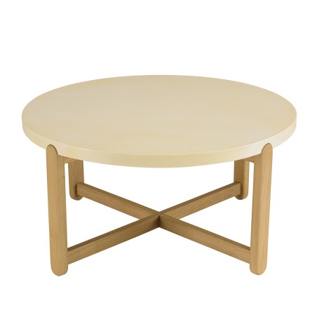 GREGOIRE Round Coffee Table 81x81cm - Oak Legs & Concrete Top