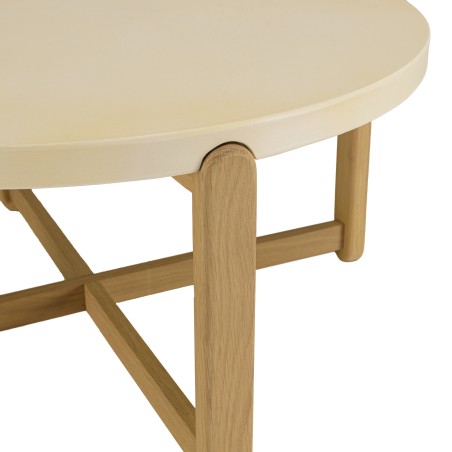 Table basse ronde GREGOIRE 81x81cm chêne et béton