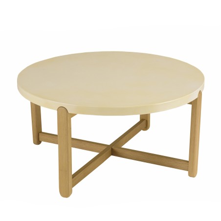 GREGOIRE Round Coffee Table 81x81cm - Oak Legs & Concrete Top