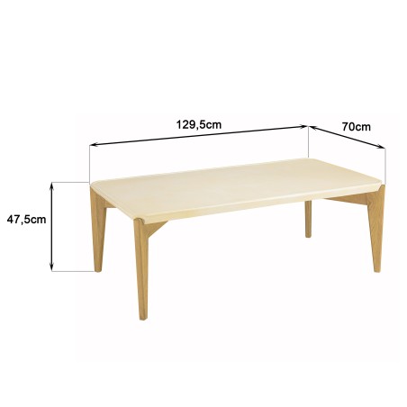 Table basse GREGOIRE rect. angles biseautés 130x70cm