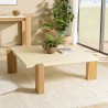 Table basse carrée GREGOIRE 114x114cm - Béton beige et bois de chêne