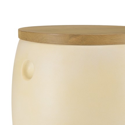 Tabouret GREGOIRE en béton beige et chêne naturel