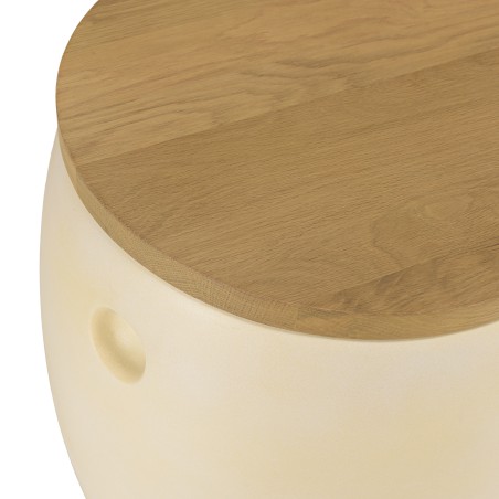 Tabouret GREGOIRE en béton beige et chêne naturel
