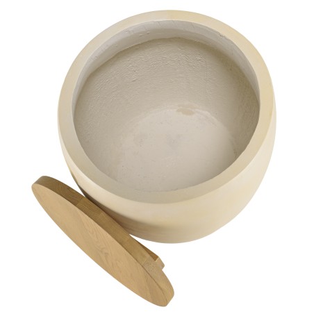 Tabouret GREGOIRE en béton beige et chêne naturel