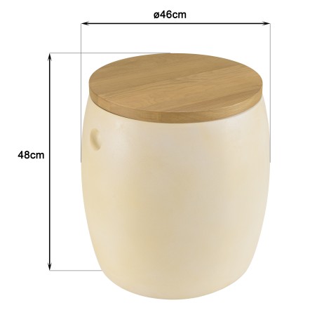 Tabouret GREGOIRE en béton beige et chêne naturel