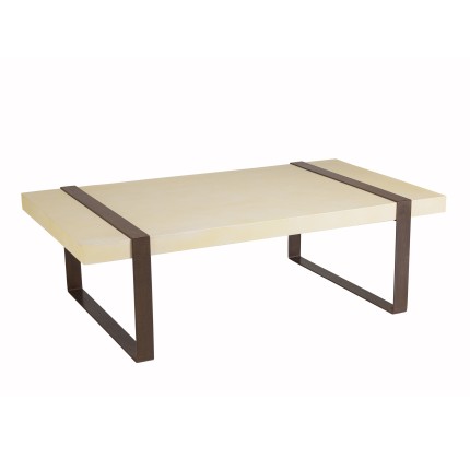 Table basse GREGOIRE rect. 135x76cm acier rouille plateau béton
