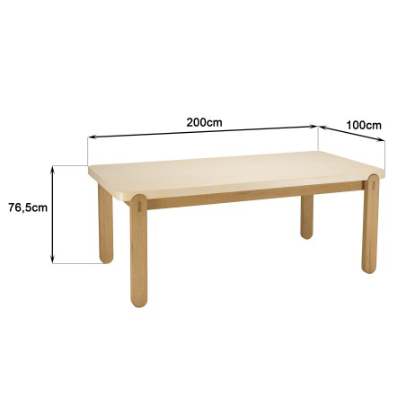 Table à manger GREGOIRE - Chêne naturel 200x101cm