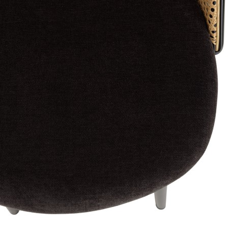 LEA Set of 2 Chairs - Black Fabric Seat and Cane-Effect Backrest