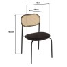 Lot 2 chaises LEA assise tissu noir et dossier cannage