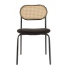 Lot 2 chaises LEA assise tissu noir et dossier cannage